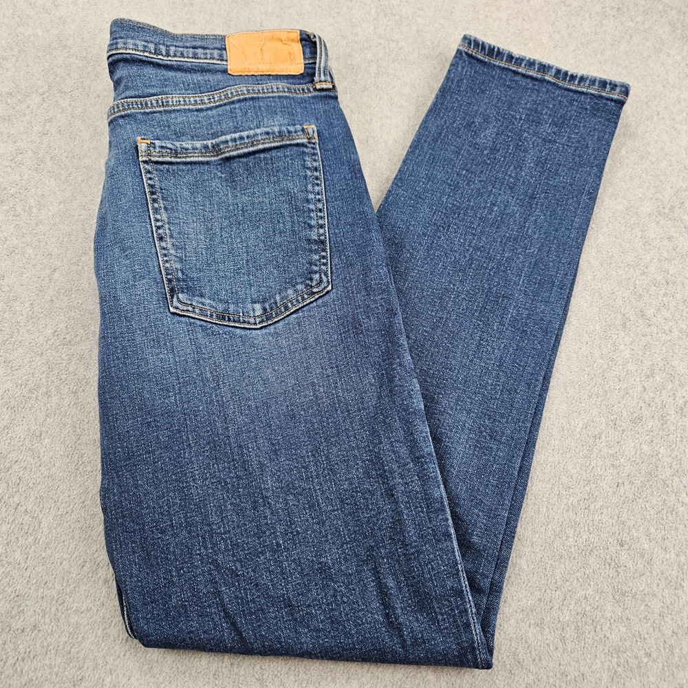MUTUAL WEAVE Taper Jeans Mens 34x34 Blue Denim Stretch Casual Modern Classic